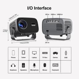 EKASN A10 - Mini beamer - 4K- en 1080p-ondersteuning - Android 13 met 5G-wifi en Bluetooth 5.2 - Automatische keystonecorrectie — thumbnail 4