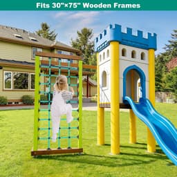 Klimnet voor kinderen met installatiebasis voor houten frames van 76 cm × 191 cm, 450 kg capaciteit vrachtklimnetladder voor speelplaatsen, boomhutten, schommelsets en buitenobstakelcourses — thumbnail 5