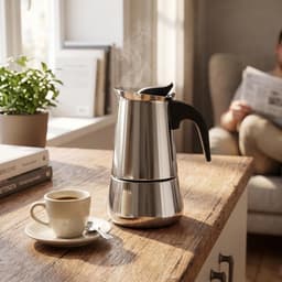 450 ml, roestvrijstalen mokkakan voor espresso-koffie, geschikt voor gas, elektrisch en inductie, campingkoffiekoker, koffiezetapparaat voor thuis en onderweg — thumbnail 2