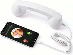Retro Telefoonhoorn - Geschikt voor iPhone & Android - USB-C Bedrade Telefoonhoorn met Microfoon - Vintage Handset voor Bellen, Videogesprekken, Vergaderingen & Online Conferenties - Wit — thumbnail 1