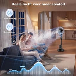 Lifero Ventilator met Mist - 2-1 Vloerventilator met Luchtbevochtiger - Waternevel - Verkoelende Ventilatie - Staande Ventilatoren — thumbnail 5