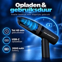 Car Essentials Draadloze Auto Stofzuiger - 8000 Pa - 120W - USB-C - 3 Opzetstukken — thumbnail 4