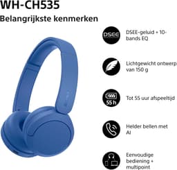 SONY WH-CH535 - Draadloze On-ear Koptelefoon - Blauw — thumbnail 5