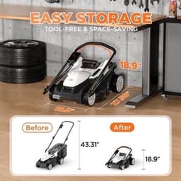 Accugrasmaaier – Elektrische Grasmaaier – Duwmaaier – Maaier – Tuingereedschap – Borstelloze Motor – 37 cm Maaibreedte met 40L Opvangbak — thumbnail 1
