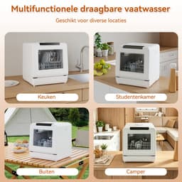 Puluomis Mini Vaatwasser - Afwasmachine - Vrijstaand - 3 Couverts - 6+1 Wasprogramma's - Incl. Bestekmandje - met 5L Waterreservoir - Extra stil - Wit — thumbnail 5