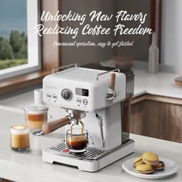 HIBREW H10Plus espressomachine, halfautomatisch koffiezetapparaat van 20 bar, snelle verwarming, temperatuurregeling, stoomopschuimer voor cappuccino latte, compact roestvrij staal — thumbnail 2