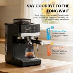 D&J Espressomachine - Espresso apparaat - Espressomachine met Geïntegreerde Koffiemolen - Bonenmaler - Groot Touchscreen — thumbnail 5