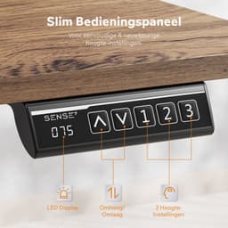 SENSE7 NOJO LIGHT - Elektrisch Verstelbaar Bureau - 100x60 cm - Geheugenfunctie - Zit Sta Bureau - Computertafel - Donkerbruin — thumbnail 2