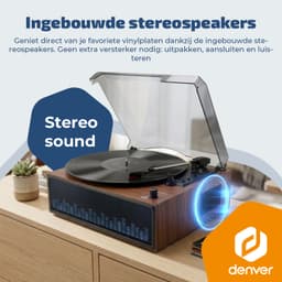 Denver Platenspeler - Ingebouwde speakers - Lichteffecten - Auto stop - Bluetooth - RCA output - Keramische naald - VBS271 — thumbnail 4