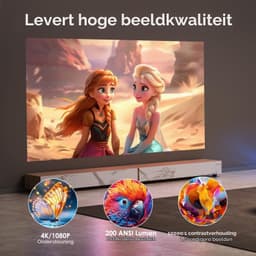 Beamer Draagbaar - 200 Lumen Helderheid - 4K 3840 x 2160 Resolutie - LED Technologie - Voor Thuisbioscoop — thumbnail 2