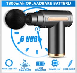 Mini Massage Gun – 6 Snelheden & 4 Massagekoppen | LCD Display | Ultrastil | Spierpijnverlichting | Draagbaa — thumbnail 2