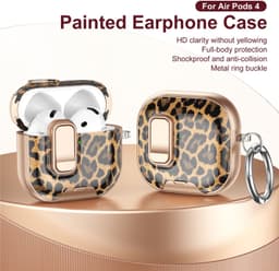 Telestore - hoesje geschikt voor AirPods 5 en AirPods 4 - Hard case cover - roze goud luipaard / tijger - TPU hoesje Beschermhoes - AirPods 5 en 4 Cover - AirPods 5 / 4 hoesje - Geschikt voor Apple AirPods 5 en AirPods 4 — thumbnail 3