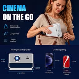 Draagbare Beamer 450 ANSI Lumen - WiFi 6 Android TV - 3840 x 2160 Resolutie - LED - Wit-grijs - Voor Thuisbioscoop — thumbnail 2