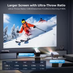 2000 ANSI Native 1080P Smart Projector, 4K ondersteund, Android 14 projectir Mini Projector met WiFi & Bluetooth, Auto Focus, Keystone, 4K Projector Home Cinema voor Slaapkamer & Outdoor Projector X7 — thumbnail 2