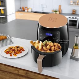 VERON VR-1010 Airfryer – 1400W – 4.5 Liter Binnenmand / 5.5Liter Buitenpan – Digitale Touchscreen – Zwart/Goud — thumbnail 3