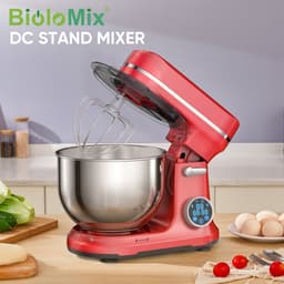 Lunekiss Keukenmachine Standmixer met OLED-Display - 11 Standen - 1200W - Deeghaak en Garde - Kantelbare Kop - Rood — thumbnail 1
