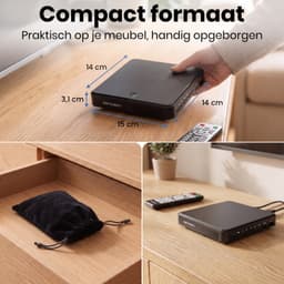 Sencision Mini DVD Speler met HDMI - Regiovrij - Full HD 1080P - CD en DVD Speler voor TV - USB & MicroSD - Incl. Afstandsbediening & Kabels - Zwart — thumbnail 2