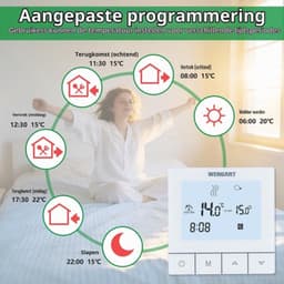 Digitale touch-thermostaat voor vloerverwarming met water (3 A), compatibel met ronde behuizing van 60 mm, programmeerbaar, bediening van actuators en ventielen, 230 V AC, niet geschikt — thumbnail 3
