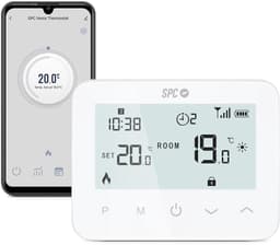 Thermostaat – wifi-verwarmingsthermostaat voor gasketel, intelligente app-bediening, compatibel met Alexa/Google, detectie van open ramen, programmeerbaar en wandgemonteerd, wit — thumbnail 1