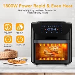 Airfryer - 18L – Heteluchtfriteuse - 10-in-1 Digitale Convectie Oven – 1800W - Airfryer en Toaster Combinatie – Groot Formaat - met LED Scherm - Meerdere Rekniveau's — thumbnail 3
