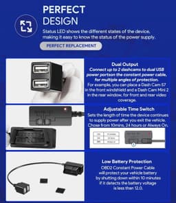 OBD-II Constant Stroomkabel voor Garmin Dash Cam — thumbnail 3