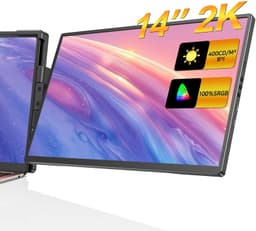 ITRONIQ Laptop Scherm Uitbreider 14 Inch - Dubbele Monitor 2K IPS - Triple Screen Extender - 60Hz - USB-C HDMI - Draagbaar Zwart — thumbnail 4
