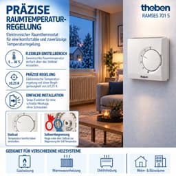 Theben RAMSES 701 S Kamerthermostaat elektronisch, wandmontage/opbouw (AP), kamertemperatuurregeling, montage zonder schroeven (Snap-functie), ingestelde temperatuurbegrenzing 7010003, 7010003 — thumbnail 2