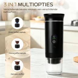Draagbare Koffiemachine - 2026 model - Draagbare Elektrische Espressomachine - Zwart - Koffiezet apparaat voor Onderweg - Capsules & Gemalen Koffie - Portable Espresso Machine - Cadeauset - koffiemaatje - Reis & Camping Koffiezetapparaat — thumbnail 4