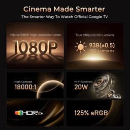 Beamer Draagbaar - 2000 ANSI Lumen - 1080P Native Resolutie - LCD Technologie - Android 14 OS - Voor Thuisbioscoop En Presentaties — thumbnail 5