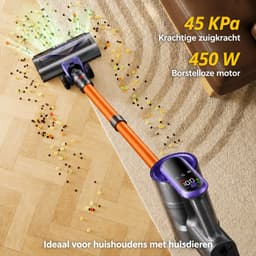 Steelstofzuiger 45KPa-Draadloze Steelstofzuiger 50 Min Gebruiksduur-3 Modi met LED Display-Telescopische Buis-Anti-Klitfunctie voor Harde Vloeren en Tapijten — thumbnail 5
