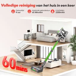 Adormii Steelstofzuiger Draadloos – 50000Pa Sterke Zuigkracht – 60 Min Accuduur – Anti-haarwikkel Vloerborstel – 4 HEPA-filters – 1,6 L Stofreservoir – Groene LED Stofdetectieverlichting – Goud — thumbnail 3