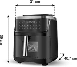 Airfryer met Stoomfunctie - 7 Liter - Heteluchtfriteuse - Digitale Air Fryer - Kijkvenster - Binnenverlichting - Instelbare Temperatuur - Zelfreinigingsprogramma — thumbnail 2