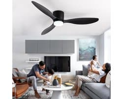 Plafondventilator - Met Verlichting - Plafond Ventilator - Met Lamp - Plafonniere Met Ventilator - Met Licht - Zwart - 105 cm — afbeelding 1
