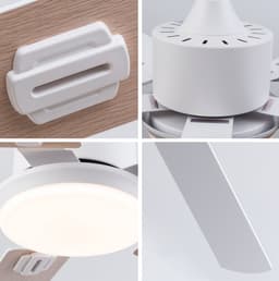 HAUSS SPOLE Ventilator – Plafondventilator Met Verlichting En Afstandsbediening – 132 cm – Metaal En Hout – Wit En Licht Eiken – Binnen En Buiten — thumbnail 4