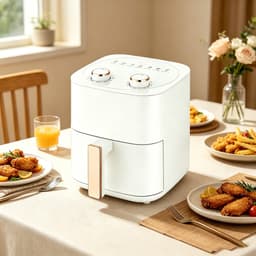 Airfryer voor thuis met grote capaciteit (6 liter) – Multifunctionele elektrische friteuse met 3D-hittecirculatie (wit) — thumbnail 1