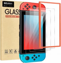 Screenprotector geschikt voor Nintendo Switch 1 met montage frame - Set van 3 stuks - Sounix - Screenprotector Tempered Glass - Gehard Glas — thumbnail 1