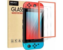 Screenprotector geschikt voor Nintendo Switch 1 met montage frame - Set van 3 stuks - Sounix - Screenprotector Tempered Glass - Gehard Glas