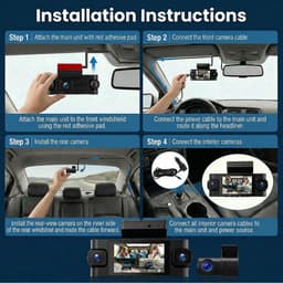SnelShoppen - Dashcam Auto 2K + 1080p Met 360 Graden Bescherming, Ultranachtzicht, 5 GHz Wifi App-besturing, GPS, WDR, G-sensor, Loop-opname, Max. 256 — thumbnail 2