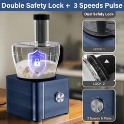 SnelShoppen - Keukenmachine 1100W Foodprocessor met 3,2L Mengkom, Deegkneder, Hakmolen en 1,5L Mixer in Donkerblauw - Ideaal voor Koken en Bakken in d — thumbnail 2