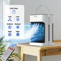 SnelShoppen - Mobiele Airconditioning Mini Luchtkoeler met Waterkoeling, 1100 ml Watertank, 3 Luchtsnelheden, 3 Koelnevels, 2-8 Uur Timer, 7 LED Kleur — thumbnail 4