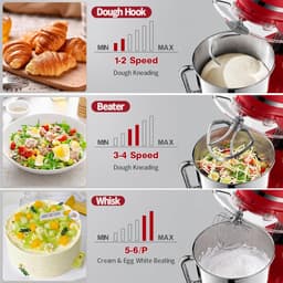 Keukenmachine - Keukenrobot Mixer - Bakken En Koken - Lcd Display Timer - 5.5 Liter - Rood — thumbnail 3