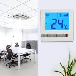 LCD Thermostaat - Klimaatregelaar - Temperatuur Beheer - Met Afstandsbediening - 86x86mm - Wit — thumbnail 3