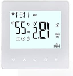 Slimme Thermostaat - Wandthermostaat Kamerthermostaat - Energie Besparen - Programmeerbare Verwarming - 10 cm - Wit — thumbnail 1