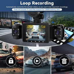 Dashcam voor auto - Zwart - 2,4 inch Display - 4 Camera's met 1080P en 480P Resolutie - 360° Panoramisch Beeld en Nachtzicht — thumbnail 5