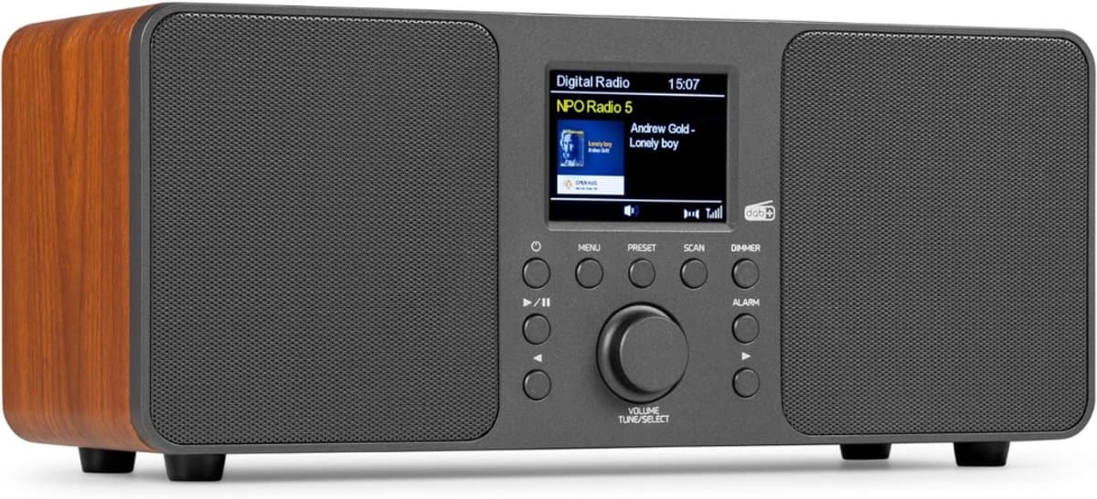 DnA® CD Speler - CD Speler Bluetooth - FM radio - Zwart/Bruin - 14cm x 31cm x 14cm — afbeelding 1