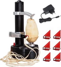 Appelschilmachine - Wit - Geschikt voor 5-10 cm diameter - Elektrische aardappelschiller met 6 verwisselbare messen - Voor thuisgebruik — thumbnail 1
