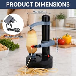 Appelschilmachine - Zwart - Elektrische Aardappelschiller met Verwisselbare Messen - Keukenhulp voor Thuisgebruik — thumbnail 2