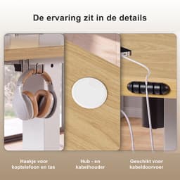 Devoko Elektrisch Hoogteverstelbaar Bureau - Zit-Sta Bureau 100x60 cm - Digitaal Display met 2 Geheugenstanden en Zitherinnering - Wit/Beige — thumbnail 5