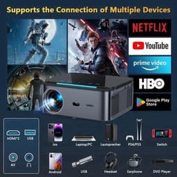 Xiwbsy - 8G Manual Focus1 - Beamer - Projector Beamer - Mini Meamer - 4k - Full HD 1080P - 1920x1080dpi - Automatische focus - met WiFi - 25000Lumens - 108W - Zwart — thumbnail 4
