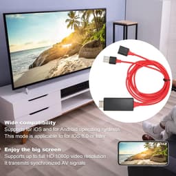 SnelShoppen - HDTV Kabeladapter 1080p HD Multimedia Interface voor TV, Monitor en Projector - Rood - Ideaal voor Films, Gaming en Presentaties — thumbnail 2